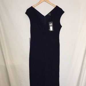 AX Paris V-neck floor length Navy formal dress